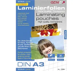 GENIE Laminierfolie A3 / Laminierfolie / 50 Stück / 303 × 426 mm