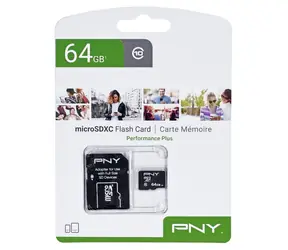 PNY Performance PLUS 64 GB / Speicherkarte / MicroSDXC / Klasse 10 / SD-Adapter
