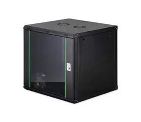 Digitus Dynamic schwarz / Wandmontage-Rack / 19" / 12 HE / 607 x 600 x 600 mm / Glastür / Aktivkühlung