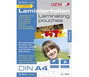 GENIE Laminierfolie A4 / Laminierfolie / 25 Stück / Wasserfest