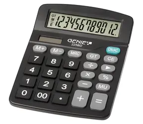 GENIE Basic 225 BD schwarz / Taschenrechner / 12-stelliges neigbares Display / Solar- und batteriebetrieben