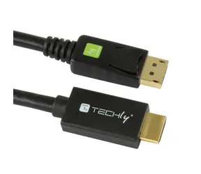 Techly ICOC-DSP-H12-020 Schwarz / DisplayPort-auf-HDMI-Kabel / 2 m / DP 1.2 / 10 Bit