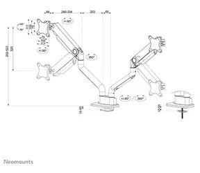 Neomounts TIS DS70S-950BL2 schwarz / Tischhalterung für 2 Monitore / 17-35" / VESA 75x75-100x100 / Tragkraft 18 kg
