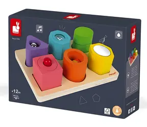 JANOD Einfügpuzzle Formen und Geräusche / Holz / ab 2 Jahren