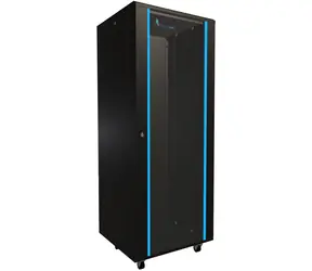 Extralink Rack 32U 600x600 schwarz / Rackschrank / 19" / Glastür / Tragfähigkeit 600 kg