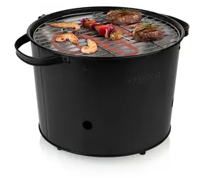 Princess 112240 Hybrid-/Tragbarer Grill / Holzkohle- und Elektrogrill /  32 cm
