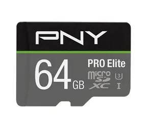 PNY PRO Elite microSDXC 64 GB / Speicherkarte / Klasse 10 / UHS-I U3 / Lesegeschwindigkeit 100 MB/s / Schreibgeschwindigkeit 60 MB/s