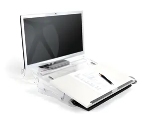 BakkerElkhuizen FlexDesk 630 transparent, weiß / Dokumentenablage / Höhenverstellbar 110-180 mm