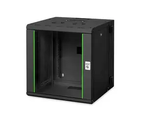 Digitus Unique schwarz / Wandschrank / 12 HE / 643 x 600 x 600 mm / Glastür / IP20