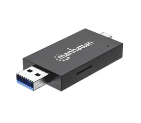 Manhattan microSD-, SD- und MMC-Speicherkartenleser / Kartenleser / USB 3.2 Gen 1 Typ-A/Typ-C / 5 Gbit/s / Schwarz