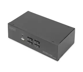 Digitus KVM-Switch mit 4 Port , Dual-Display 4K / KVM-Switch / 4 Computer / DisplayPort 4K 60Hz / USB-Hub