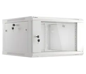 Lanberg WF01-6606-10S grau / Wandschrank / 19" / 6 HE / 600 × 600 mm / Glastür / flach verpackt