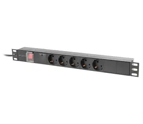 Lanberg Stromverteiler (PDU) 19" 1HE schwarz / PDU / 16A / 5x SCHUKO / 2 m