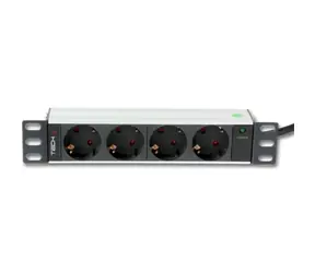 Techly 100464 / Rack-Steckdosenleiste / 1 HE / 4X Schuko / 250 V / 16 A / 1,8 m