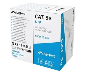 Lanberg Netzwerkkabel Cat5e UTP 100 m grau / Netzwerkkabel / massiver Kupferleiter / CPR / Fluke-geprüft