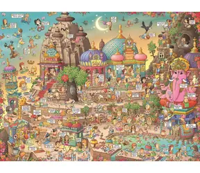 HEYE Puzzle Land des Yoga / 1500 Teile / 80 x 60 cm / Dreieckige Schachtel mit Poster