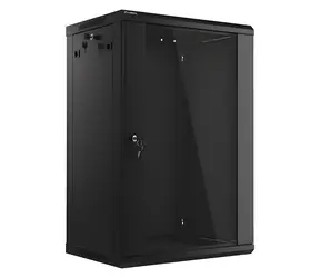 Lanberg WF01-6418-10B schwarz / Wandschrank / 19" / 18 HE / 600 x 450 mm / Flachverpackung / Glastür