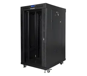Lanberg 22U 19" schwarz / Rack-Schrank / 600x800 mm / Flach verpackt / Glastür
