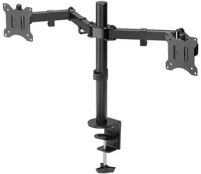 Goobay Dual-Monitorhalterung Flex schwarz / Halterung für 2 Monitore / flexibler Arm