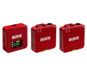 Rode Wireless GO Gen 3 rot / Drahtloses Mikrofonsystem / 2x Sender und 1x Empfänger / 3,5-mm-Klinkenanschluss / USB-C