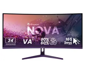 34" Arozzi Nova 34T2K165 lila / Monitor / VA / UWQHD 3440x1440 / 21:9 / 165Hz / 1ms / 2x HDMI + 2x DP / VESA