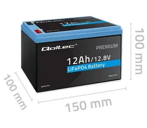 Qoltec LiFePO4-Akku 12,8 V 12 Ah / Akku / 153,6 Wh / BMS