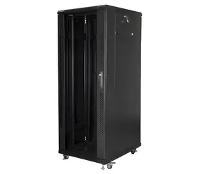 Lanberg FF01-6832-12B schwarz / Rack-Schrank / 19" / 32 HE / 600 x 800 mm / Glastür / Tragfähigkeit 800 kg