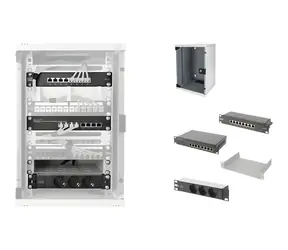 Digitus Netzwerk-Kit 10" hellgrau / Rackschrank 9U / 8-Port-Switch / CAT6-Patchpanel / PDU