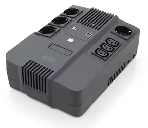 Digitus All-in-One USV / USV-Notstromversorgung / 800 VA / 480 W / 12 V / 9 Ah / 4X CEE 7/7 / USB / RJ45
