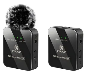 Puluz PU3153B / Drahtloses Ansteckmikrofon / Sender + Empfänger / 2,4 GHz / Reichweite 10 m