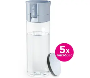 Brita Fill & Go Vital, pastellblau / Wasserfilterflasche / 5x MicroDisc