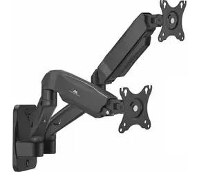 Maclean MC-988 schwarz / Wandhalterung für zwei Monitore / 17-32" / VESA 75x75-100x100 / Tragkraft 9 kg / neigbar