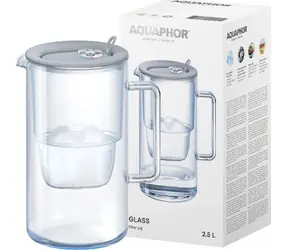 AQUAPHOR Glas 2,5 l grau + 1x Filter / Filterkanne / Filter: Maxfor PLUS Mg