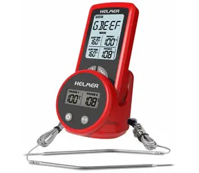 HELMER TM 26 rot / Küchenthermometer / kabellos / 2 Sonden / LCD-Anzeige / -50 bis 300 °C