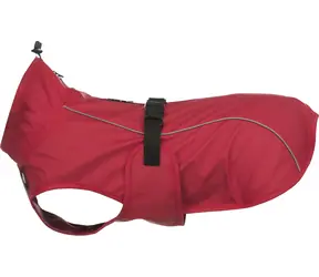 TRIXIE Vimy Hunde-Regenmantel S 40 cm rot / Polyurethan / Reflektierende Elemente / Wasserdichte Reißverschlüsse für die Leine