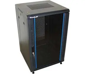 Xtendlan 32U/600x600 schwarz / Rack-Schrank / 19" / Glastür / perforierte Rückwand
