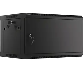 Lanberg WF01-6406-00B schwarz / Wandmontage-Rack 19" / 6 HE / 600 × 450 mm / Metalltür / flach verpackt