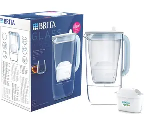 Brita Glass blau / Wasserfilterkanne / 2,5 l / 2× Maxtra PRO Filter