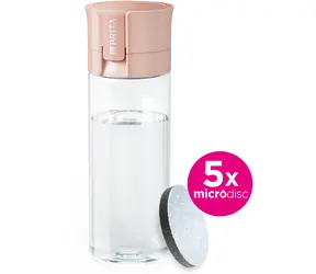 Brita Fill & Go Vital Wasserfilterflasche in Pastellpfirsich / 5x MicroDisc