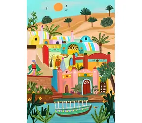 PIECES & PEACE Puzzle Nubisches Dorf / 500 Teile / 34,2 x 47,8 cm