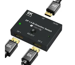 Techly IDATA-DP-2DP-8KT Schwarz / DisplayPort-Splitter / 1x DisplayPort-Eingang / 2x DisplayPort-Ausgang / 8K