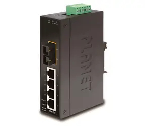 Planet ISW-511TS15 / Industrieschalter / 4X 10/100 RJ-45 / 1x 100FX SM 15km / DIN / IP30 / -40 bis 75 °C