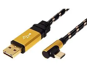 Roline USB-Kabel USB-A(M)-USB-C(M), 90° abgewinkelt / Kabel / USB 2.0 / doppelseitiger Stecker / 3 m