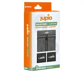 JUPIO 2x NP-W126 + Doppelladegerät / Akku- und Ladegerät-Set / 1260 mAh / Für Fujifilm