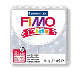 FIMO Modelliermasse Kinder Silber mit Glitzer / 42 g / ofenfest bei 110 °C / ab 8 Jahren
