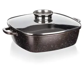 Banquet Premium Dunkelbraun / Auflaufform mit Deckel / Antihaftbeschichtung / 28 x 28 x 8 cm