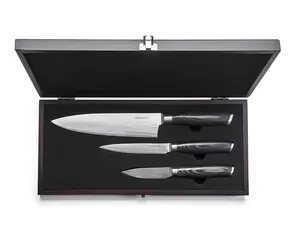 G21 Gourmet Damastmesserset, 3-teilig / Messerset / Klinge mit Damastmuster