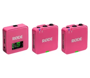 Rode Wireless GO Gen 3 pink (WIGOGEN3PIN) / Drahtloses Mikrofonsystem / 2x Sender und 1x Empfänger / 3,5-mm-Klinkenstecker
