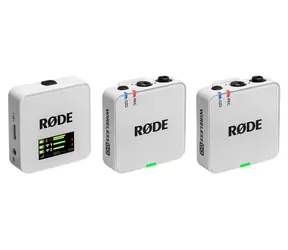 Rode Wireless GO Gen 3 weiß / Drahtloses Mikrofonsystem / 2x Sender und 1x Empfänger / 3,5-mm-Klinkenanschluss / USB-C