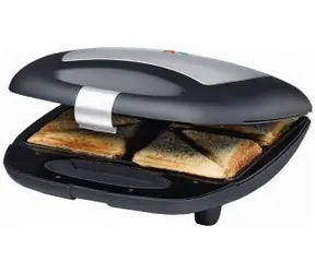 Rommelsbacher ST 1410 Fun für 4 Edelstahl/Schwarz / Sandwichmaker / 1400 W / Antihaftbeschichtung